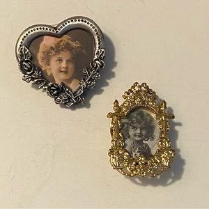 NEW Antique silver frame brooch and a gold picture frame scarf clip